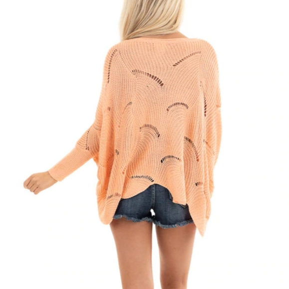 ❤️ LAST ONE ❤️ Peach Round Neck Sweater NWT - Picture 4 of 6